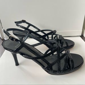 Stuart Weitzman Black Strappy Patent Heels Size 9